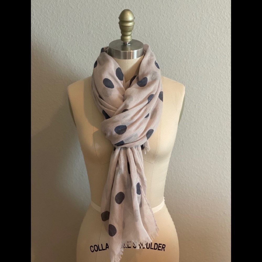 Pom Pom At Home Gauzy Dot Scarf Cream Navy​​​​​​​​​